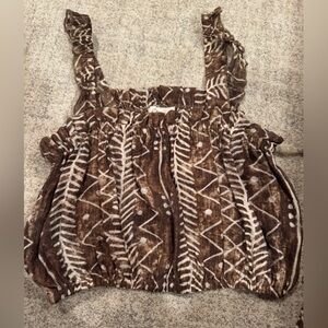 Brown and white summer pants set